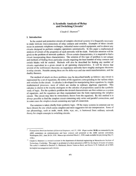 File:Shannon A Symbolic Analysis of Relay and Switching Circuits.pdf